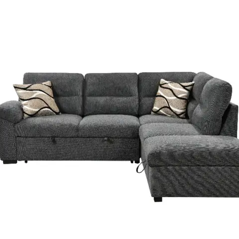 95'' Sectional Sofa with Ultra Soft Back Cushion,Sleeper Sectional Sofa with Pull Out Couch Bed and Storage Ottoman