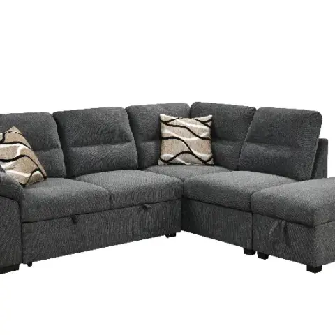 95'' Sectional Sofa with Ultra Soft Back Cushion,Sleeper Sectional Sofa with Pull Out Couch Bed and Storage Ottoman