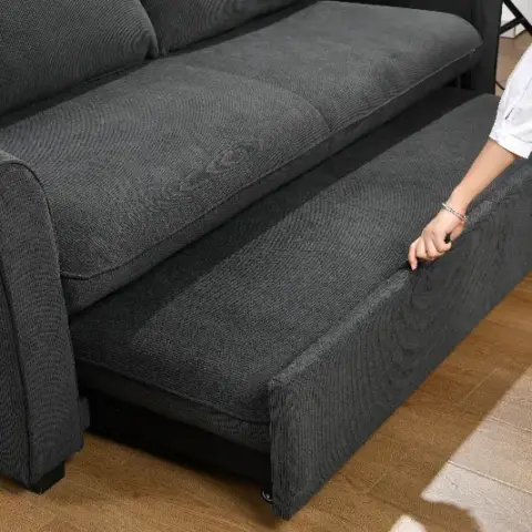 95'' Sectional Sofa with Ultra Soft Back Cushion,Sleeper Sectional Sofa with Pull Out Couch Bed and Storage Ottoman