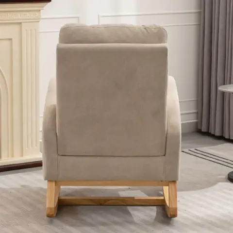 Accent Rocking Chair With Footrest High Back Rubber Wood Rocking Legs Bedroom Living Space 26.77d X 38.36w X 39.76h Inch 1