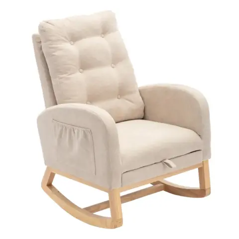 Accent Rocking Chair With Footrest High Back Rubber Wood Rocking Legs Bedroom Living Space 26.77d X 38.36w X 39.76h Inch 11