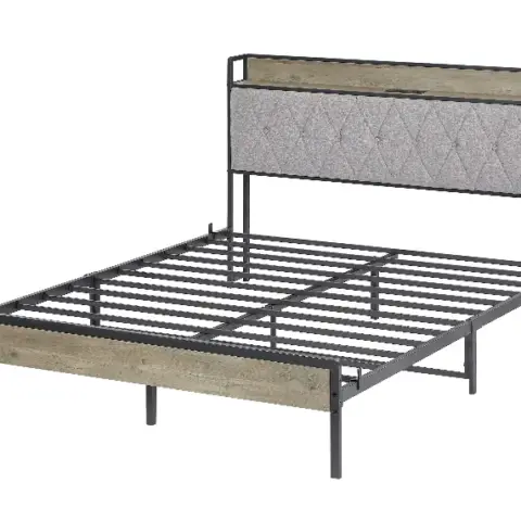 Bed Frame With Charging Station Queen Size,grey 10