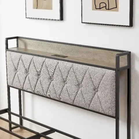 Bed Frame With Charging Station Queen Size,grey 11