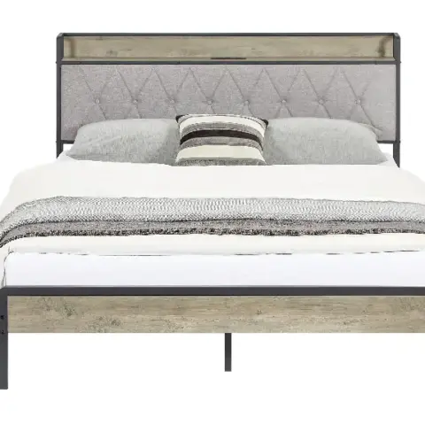 Bed Frame With Charging Station Queen Size,grey 12