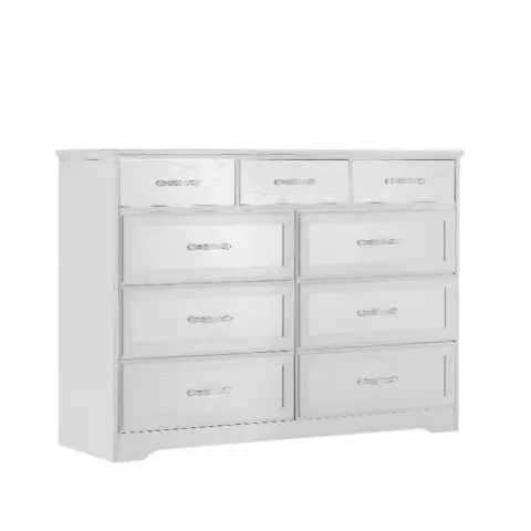 Bedroom Dresser, 9 Drawer Long Dresser With Antique Handles, Wood Chest Of Drawers For Kids Room, Living Room, Entry And Hallway 11