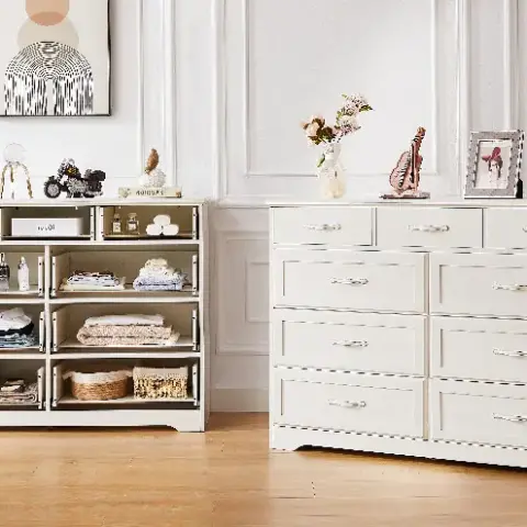 Bedroom Dresser, 9 Drawer Long Dresser With Antique Handles, Wood Chest Of Drawers For Kids Room, Living Room, Entry And Hallway 3