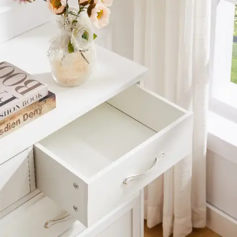 Bedroom Dresser, 9 Drawer Long Dresser With Antique Handles, Wood Chest Of Drawers For Kids Room, Living Room, Entry And Hallway 8