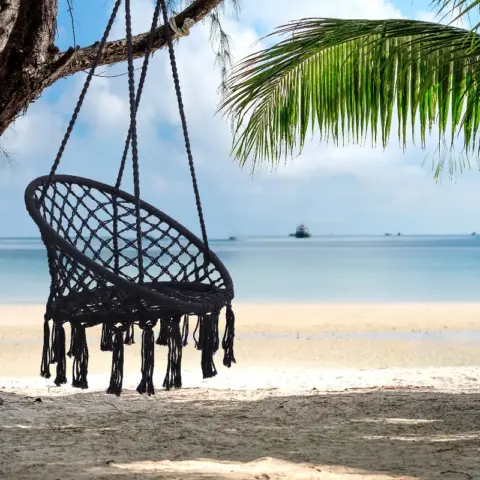 Black Swing,hammock Chair Macrame Swing,max 330 Lbs Hanging Cotton Rope Hammock Swing Chair For Indoor And Outdoor 6