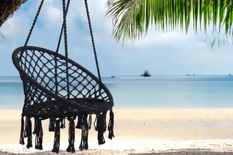 Black Swing,hammock Chair Macrame Swing,max 330 Lbs Hanging Cotton Rope Hammock Swing Chair For Indoor And Outdoor