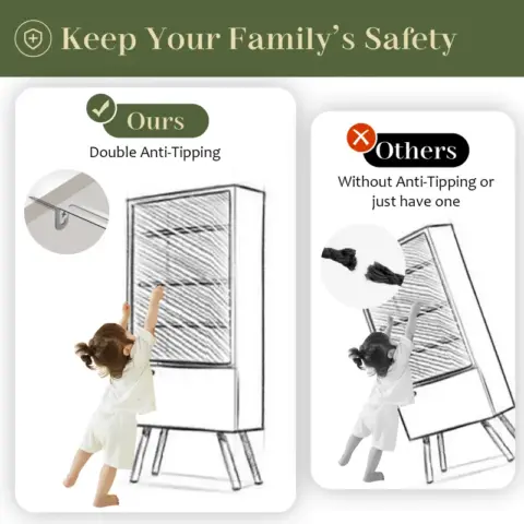 Drawer Dresser, Modern Rattan Dresser Chest with Wide Drawers and Metal Handles, Farmhouse Wood Storage Chest of Drawers for Bedroom, Living Room