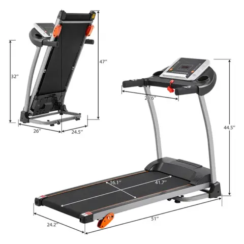 Easy Folding Treadmill For Home Use, 1.5hp Electric Running, Jogging & Walking Machine With Device Holder & Pulse Sensor, 3 Level Incline Adjustable Compact Foldable 18