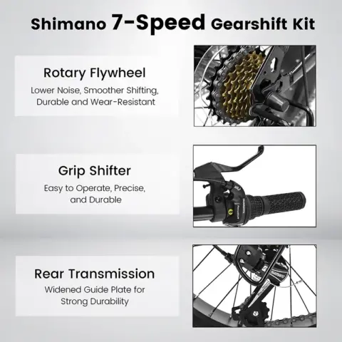 Ecarpat Kids Bike 20 Inch Wheels, 4 Wide Fat Tire Snow Mountain Bike Ages 8 12 Year Old, Steel Frame, 7 Speed Teenager Children Kids' Bicycles 1
