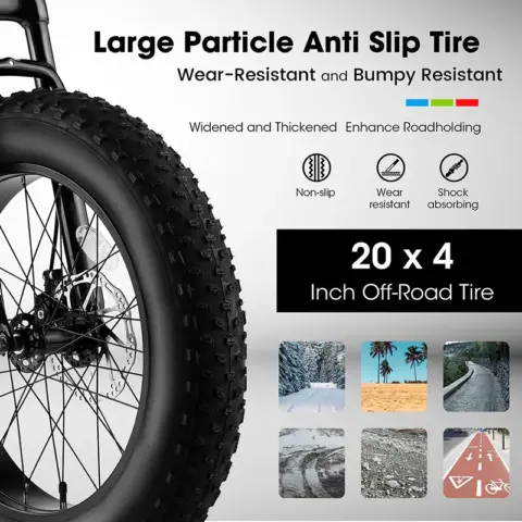 Ecarpat Kids Bike 20 Inch Wheels, 4 Wide Fat Tire Snow Mountain Bike Ages 8 12 Year Old, Steel Frame, 7 Speed Teenager Children Kids' Bicycles 10