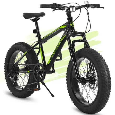 Ecarpat Kids Bike 20 Inch Wheels, 4 Wide Fat Tire Snow Mountain Bike Ages 8 12 Year Old, Steel Frame, 7 Speed Teenager Children Kids' Bicycles 4