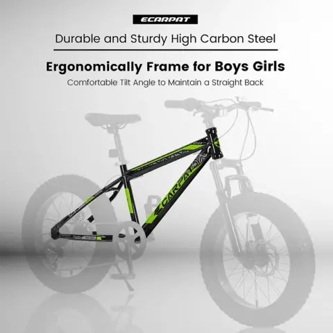 Ecarpat Kids Bike 20 Inch Wheels, 4 Wide Fat Tire Snow Mountain Bike Ages 8 12 Year Old, Steel Frame, 7 Speed Teenager Children Kids' Bicycles 5