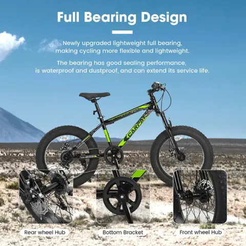 Ecarpat Kids Bike 20 Inch Wheels, 4 Wide Fat Tire Snow Mountain Bike Ages 8 12 Year Old, Steel Frame, 7 Speed Teenager Children Kids' Bicycles 7