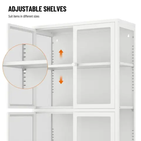 Four Glass Door Storage Cabinet With Adjustable Shelves And Feet Cold Rolled Steel Sideboard Furniture For Living Room Kitchen White 2
