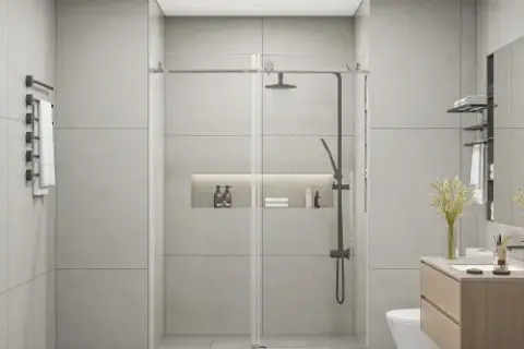 Frameless Shower Doors 60 Width X 76height With 38(10mm) Clear Tempered Glass, Brushed Nicel Finish