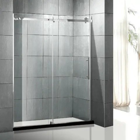 Frameless Sliding Glass Shower Doors 60 Width X 76height With 38(10mm) Clear Tempered Glass, Matt Black Finish 1