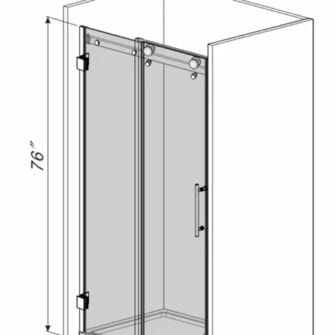 Frameless Sliding Glass Shower Doors 60 Width X 76height With 38(10mm) Clear Tempered Glass, Matt Black Finish 2