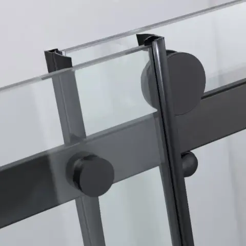 Frameless Sliding Glass Shower Doors 60 Width X 76height With 38(10mm) Clear Tempered Glass, Matt Black Finish 4