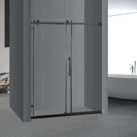 Frameless Sliding Glass Shower Doors 60 Width X 76height With 38(10mm) Clear Tempered Glass, Matt Black Finish 7