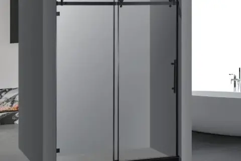 Frameless Sliding Glass Shower Doors 60 Width X 76height With 38(10mm) Clear Tempered Glass, Matt Black Finish