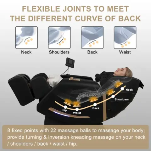 Full Body Massage Chair With Zero Gravity Recliner,smart Large Screen & Rotary Switch,spot Kneading And Heating,airbag Coverage,suitable Home Office 3