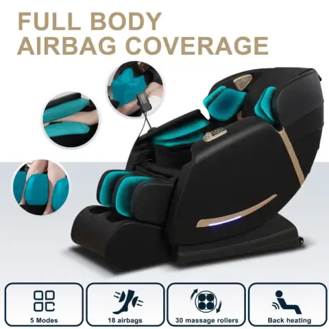 Full Body Massage Chair With Zero Gravity Recliner,smart Large Screen & Rotary Switch,spot Kneading And Heating,airbag Coverage,suitable Home Office 4