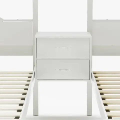 Full Over Twin & Twin Bunk Bed Metal Triple Bed With Nightstand And Guardrails 10