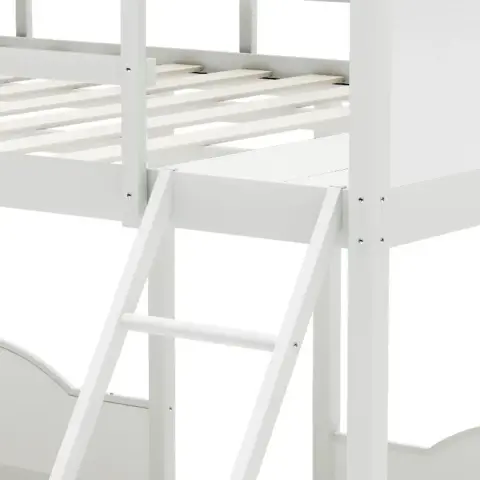 Full Over Twin & Twin Bunk Bed Metal Triple Bed With Nightstand And Guardrails 12