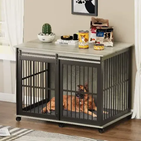 Furniture Dog Crate Sliding Iron Door Dog Crate With Mat 1