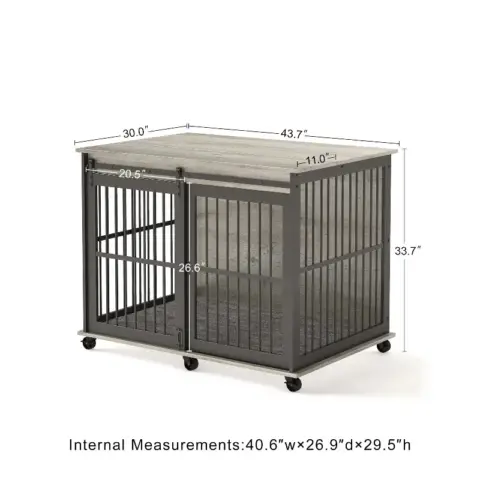 Furniture Dog Crate Sliding Iron Door Dog Crate With Mat 11