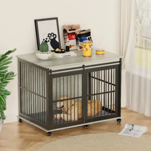 Furniture Dog Crate Sliding Iron Door Dog Crate With Mat 12