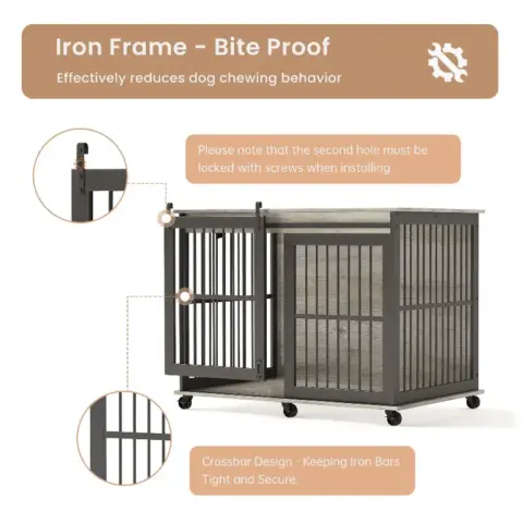 Furniture Dog Crate Sliding Iron Door Dog Crate With Mat 2