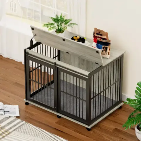Furniture Dog Crate Sliding Iron Door Dog Crate With Mat 4