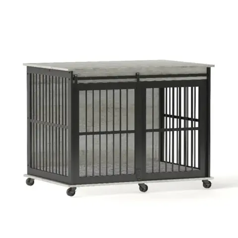 Furniture Dog Crate Sliding Iron Door Dog Crate With Mat 7
