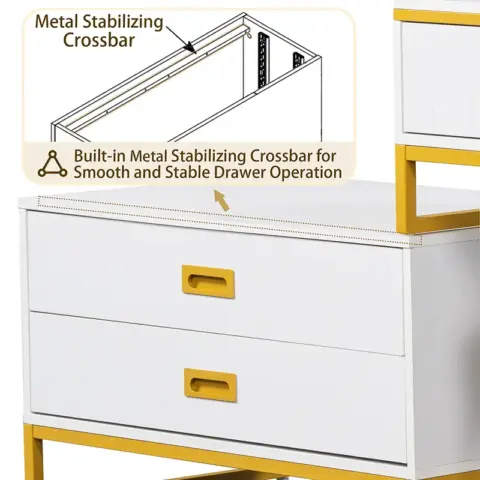 Go Modern Style Vanity Table With Movable Side Cabinet And 4 Drawers, Large Size Dressing Table With Mirror And 3 Colors Led Light, Makeup Table With Stool 15
