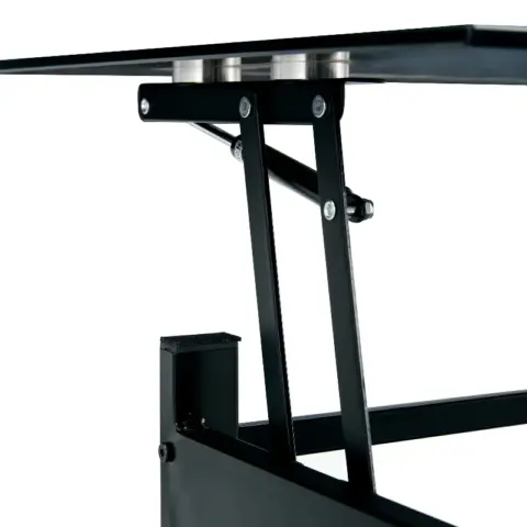 Glass Lift Top Coffee Table, Modern Simple 2 Layer Tempered Glass Coffee Table For Living Room, Black 10