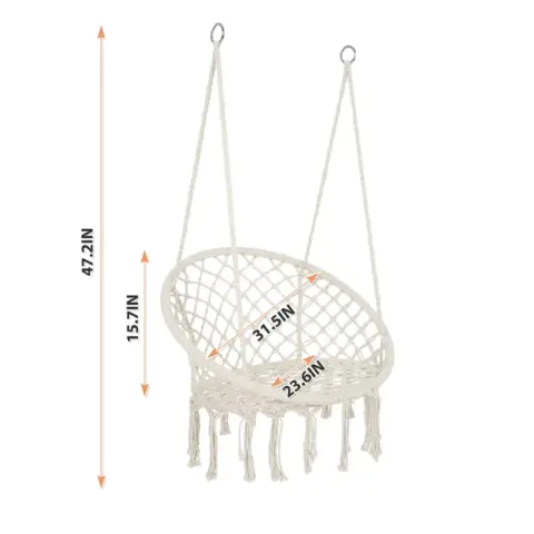 Hammock Chair Macrame Swing Max 330 Lbs Hanging Cotton Rope Hammock Swing Chair For Indoor And Outdoor 11