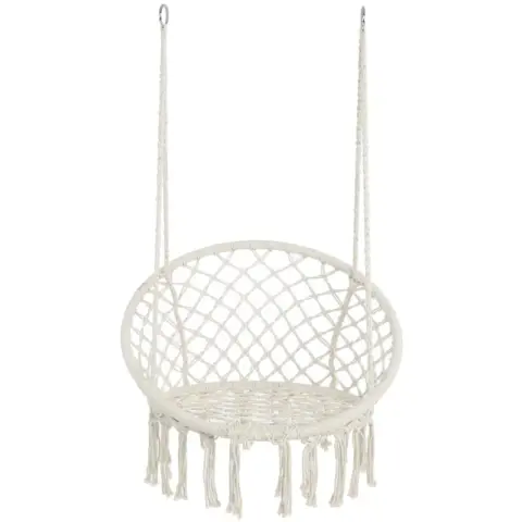 Hammock Chair Macrame Swing Max 330 Lbs Hanging Cotton Rope Hammock Swing Chair For Indoor And Outdoor 4
