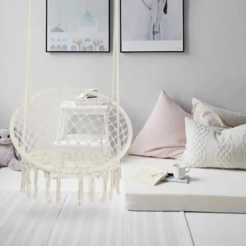 Hammock Chair Macrame Swing Max 330 Lbs Hanging Cotton Rope Hammock Swing Chair For Indoor And Outdoor 6
