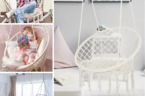 Hammock Chair Macrame Swing Max 330 Lbs Hanging Cotton Rope Hammock Swing Chair For Indoor And Outdoor