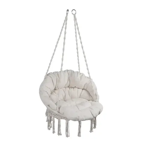 Hammock Chair Macrame Swing Max 330 Lbs Hanging Cotton Rope Hammock Swing Chair For Indoor And Outdoor With Cushion 8