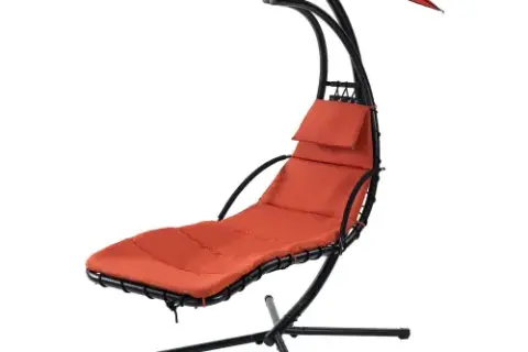 Hanging Chaise Lounger With Removable Canopy, Outdoor Swing Chair With Built In Pillow, Hanging Curved Chaise Lounge Chair, Hammock Chair With Stand 01