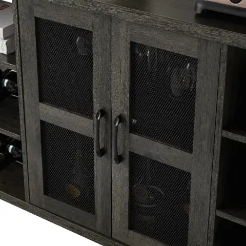 Jhx Industrial Wine Bar Cabinet, Liquor Storage Credenza, Sideboard With Wine Racks & Stemware Holder 4