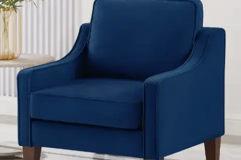 Modern Armchair, Living Room Single Seat Sofa Chair With Wooden Legs, Upholstered Velvet Accent Chair For Living Room, Bedroom,navy