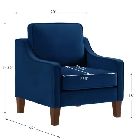 Modern Armchair, Living Room Single Seat Sofa Chair With Wooden Legs, Upholstered Velvet Accent Chair For Living Room, Bedroom,navy 2