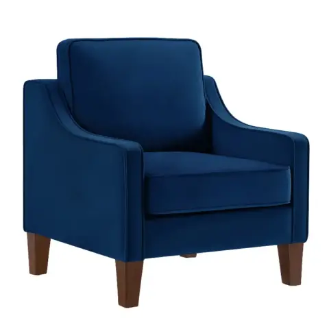 Modern Armchair, Living Room Single Seat Sofa Chair With Wooden Legs, Upholstered Velvet Accent Chair For Living Room, Bedroom,navy 5
