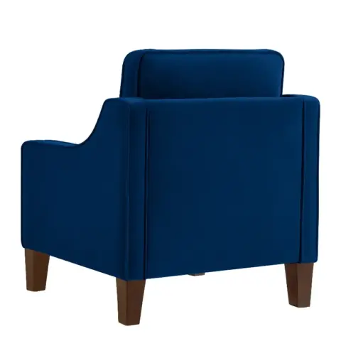 Modern Armchair, Living Room Single Seat Sofa Chair With Wooden Legs, Upholstered Velvet Accent Chair For Living Room, Bedroom,navy 7
